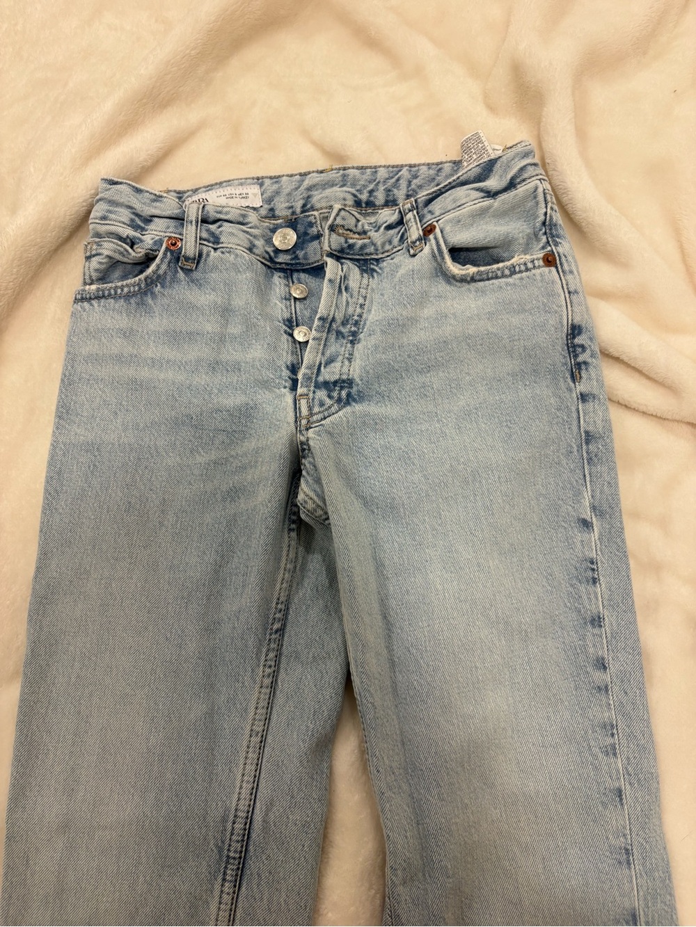 Zara Light Blue Straight-Leg Women's Jeans